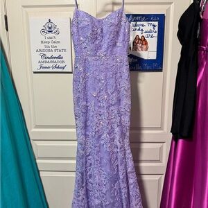 Sherri Hill Lavender Lace Prom Dress